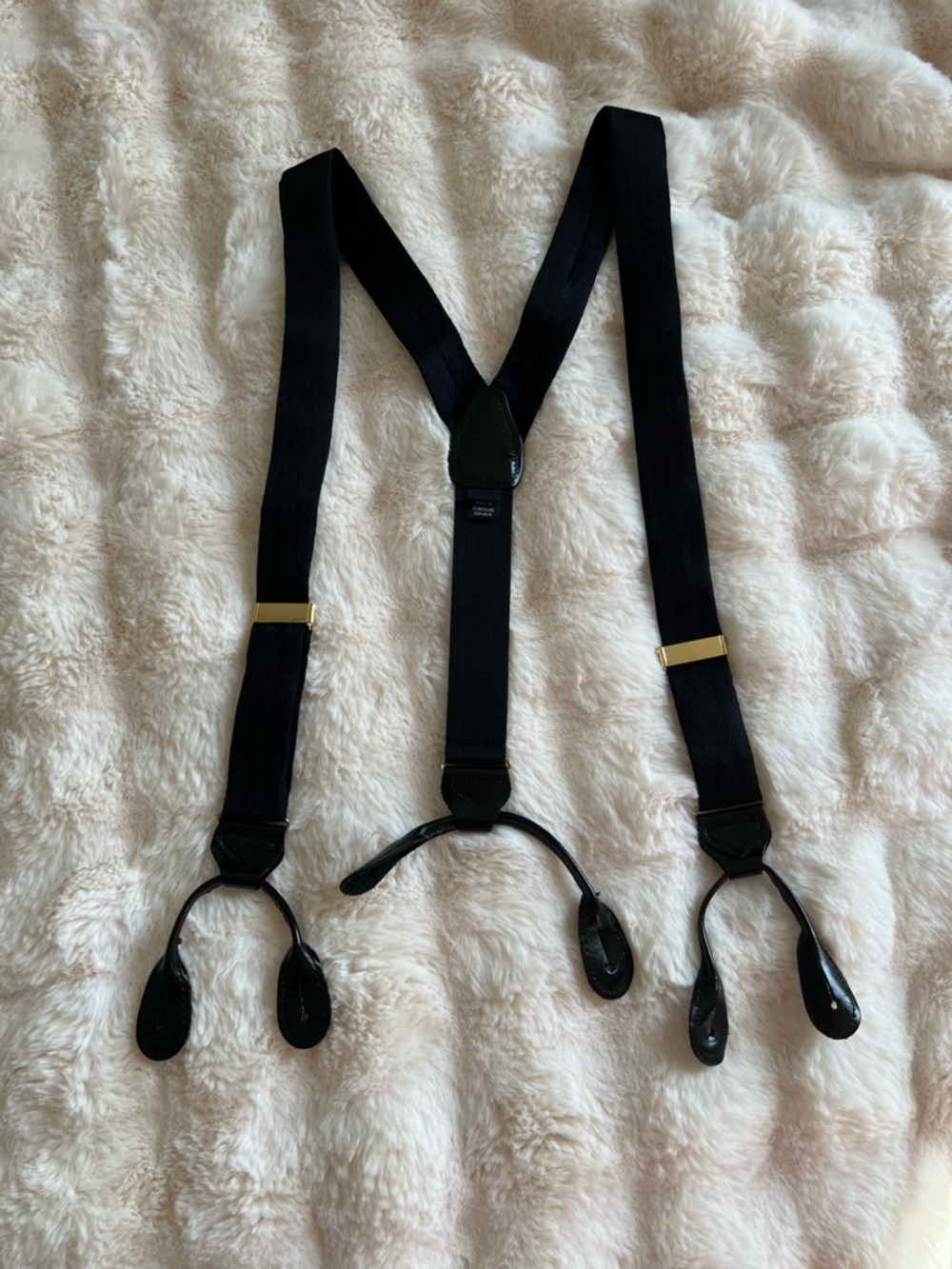 Men's Black Leather-Loop Suspenders